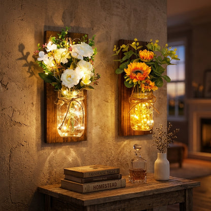 Mason Jar Flower Sconces
