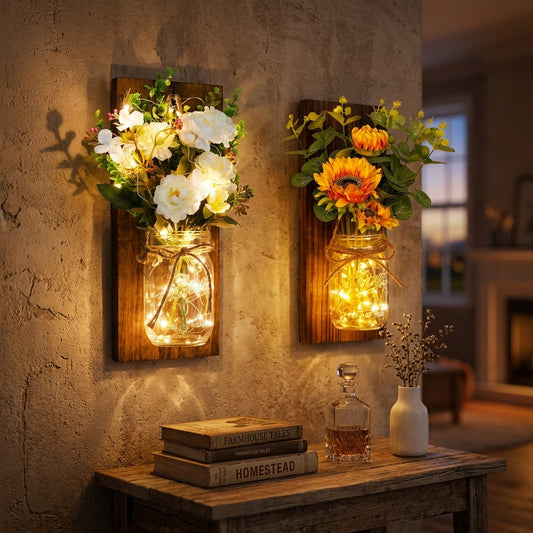 Mason Jar Flower Sconces